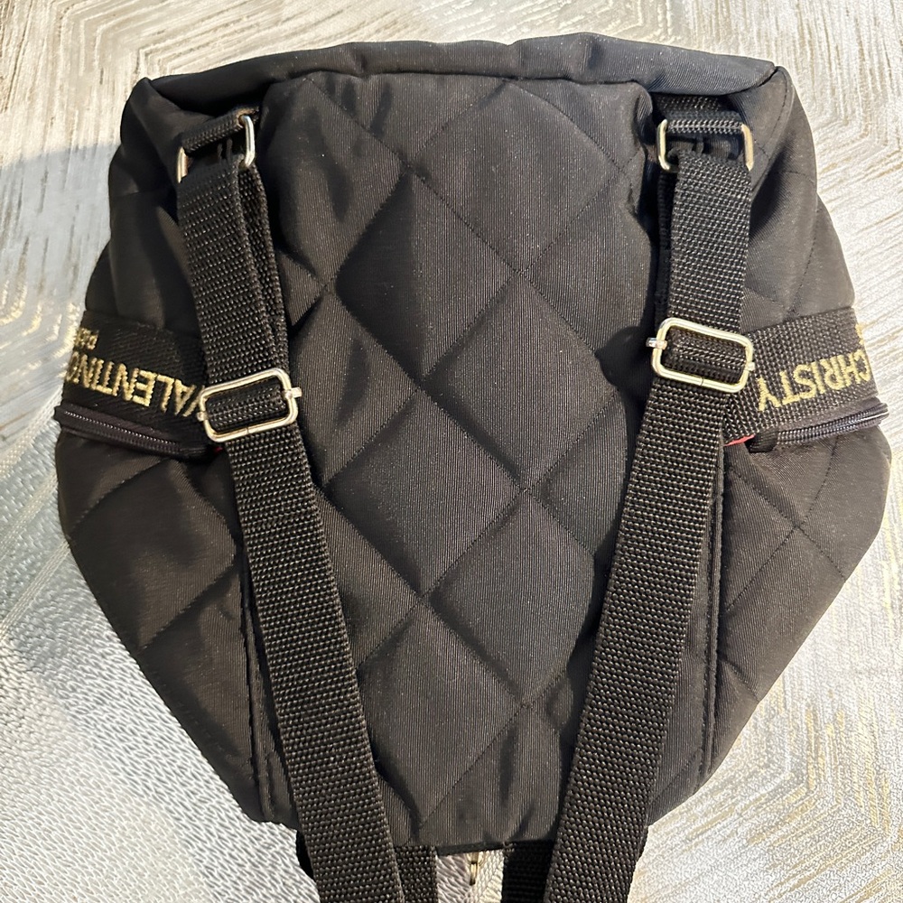 Valentino Quilted Black Backpack with Gold Details - Picture 3 of 15